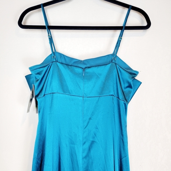NWT Taylor Women's Exaggerated-Bow Satin-Stretch Dazzling Ocean Blue Gown - Picture 9 of 16